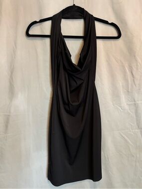 One-Shoulder Draped Black Cocktail Dress